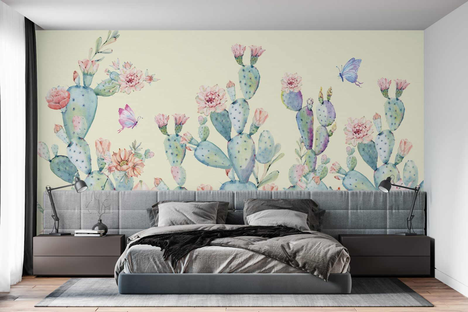 Fototapeta delikatne kaktusy akwarelowe