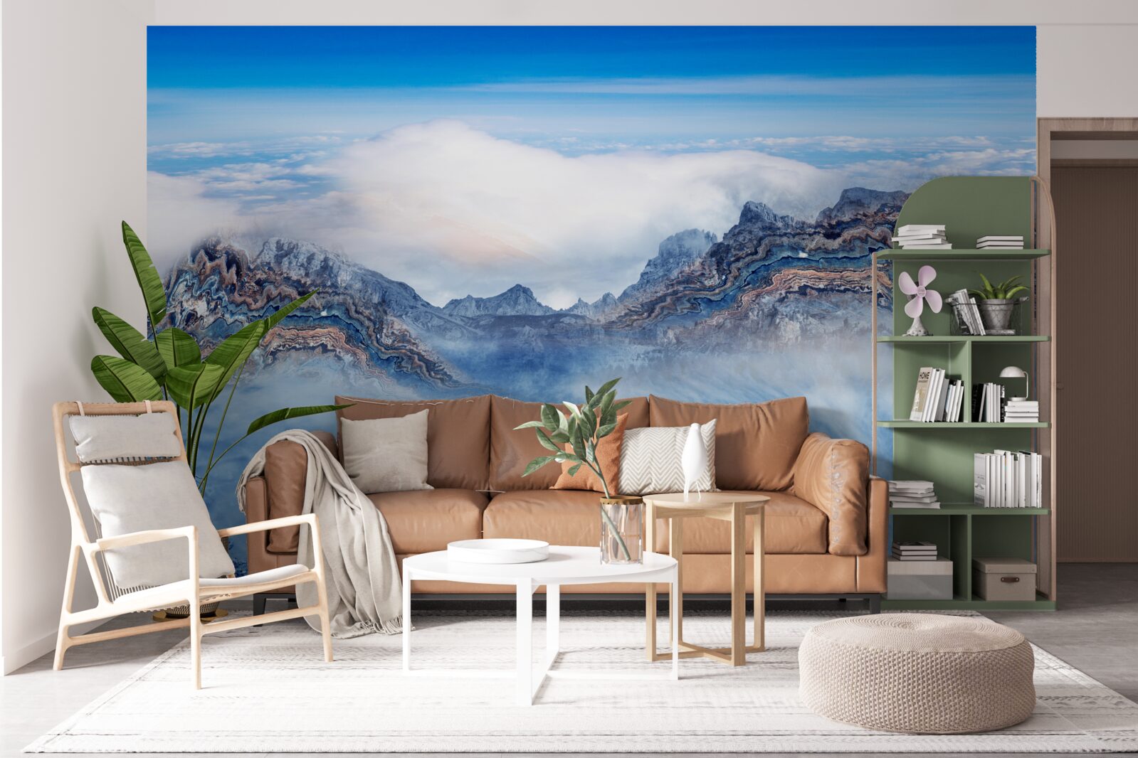 Fototapeta skaliste szczyty spowija gęsta mgła