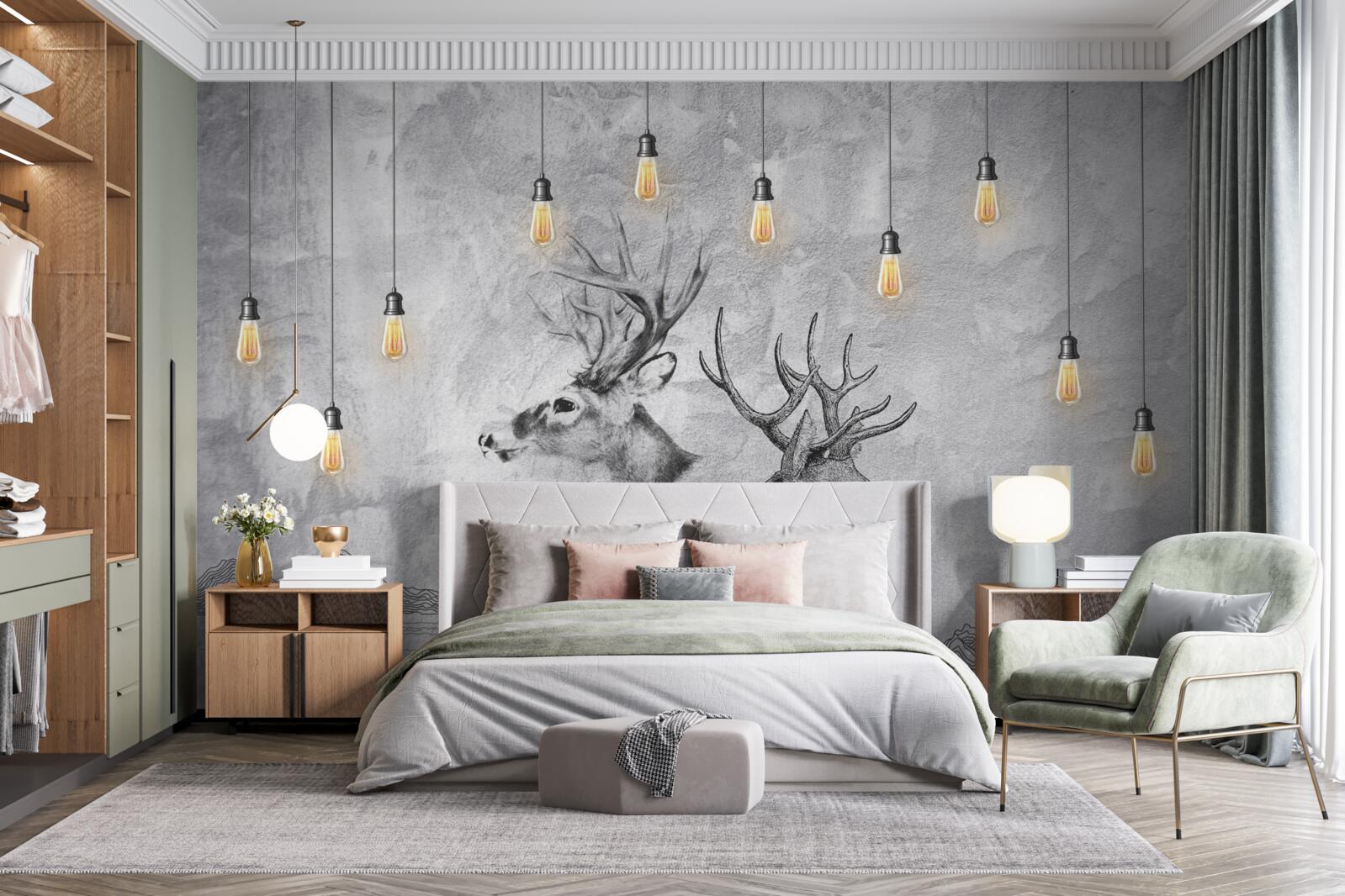 Fototapeta rodzina jeleni na tle natury staje się malowniczym portretem