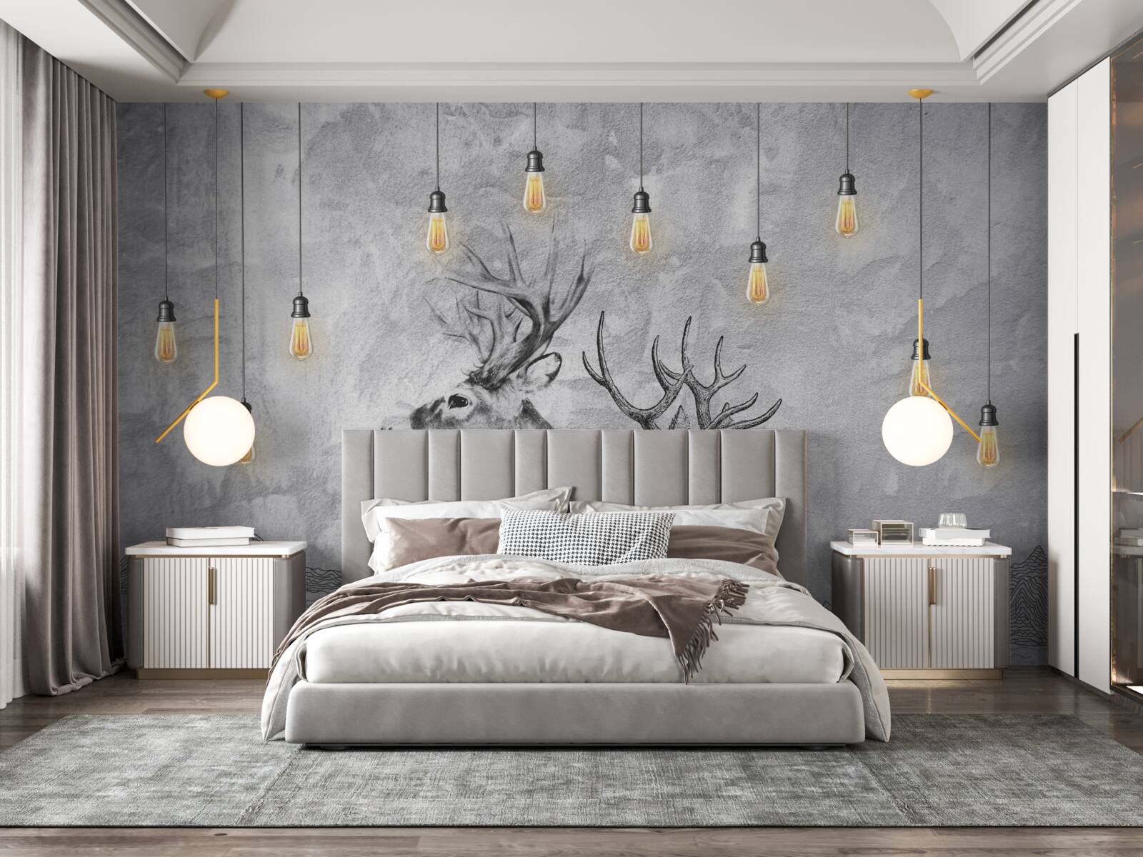 Fototapeta rodzina jeleni na tle natury staje się malowniczym portretem