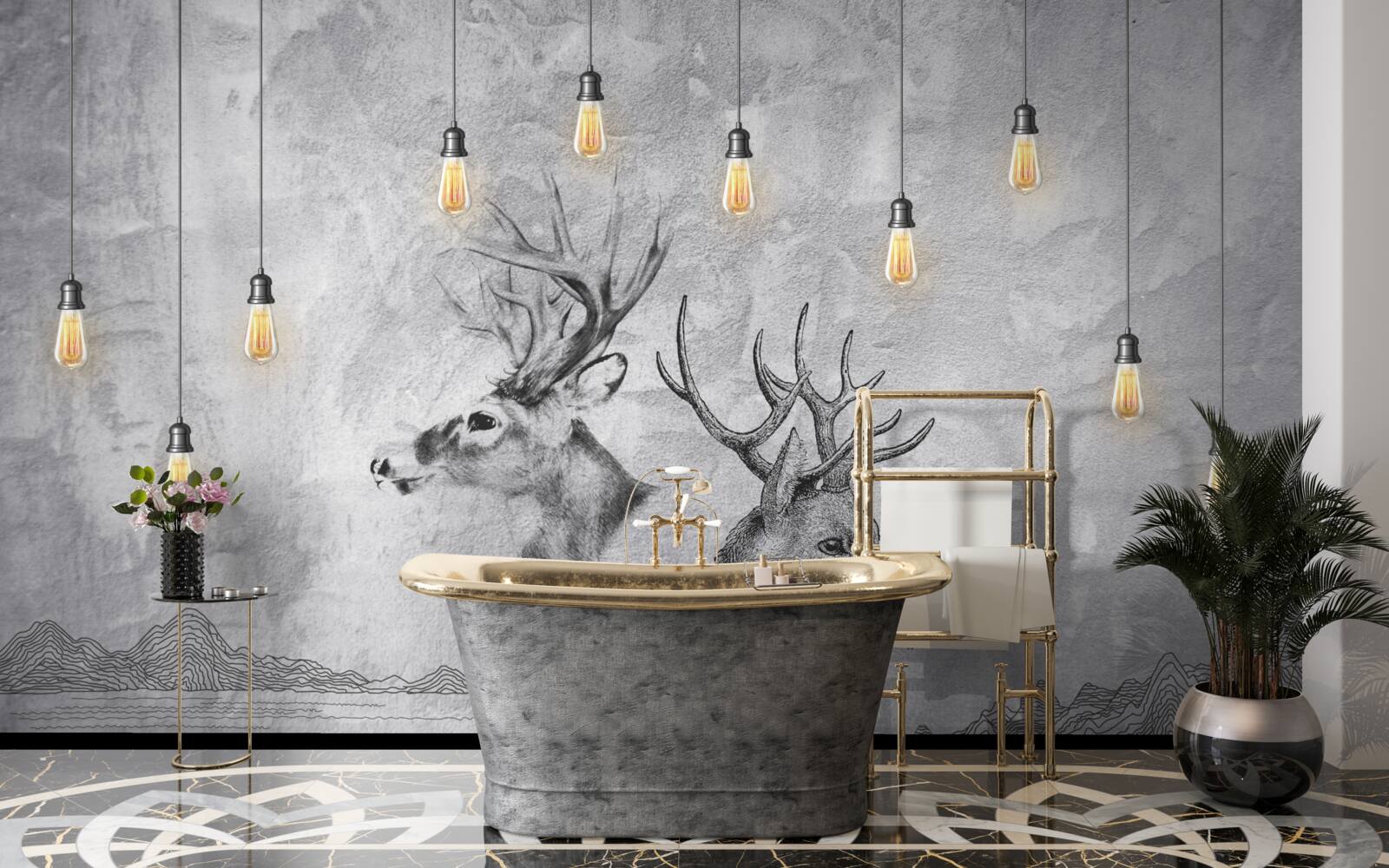 Fototapeta rodzina jeleni na tle natury staje się malowniczym portretem