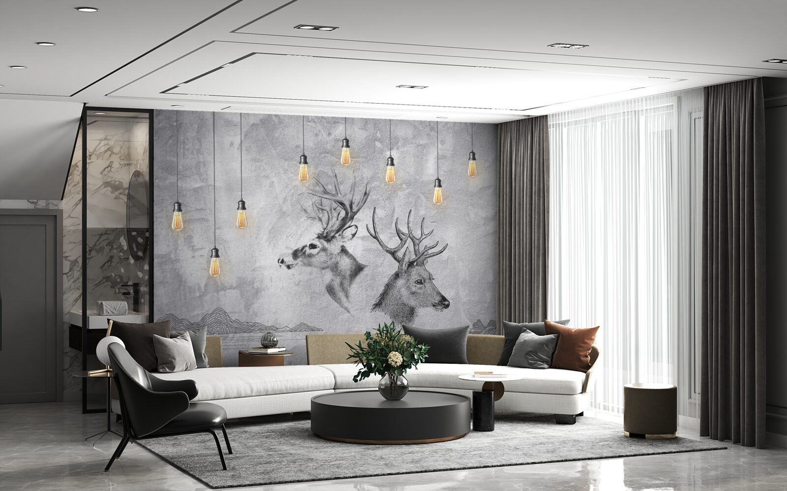 Fototapeta rodzina jeleni na tle natury staje się malowniczym portretem