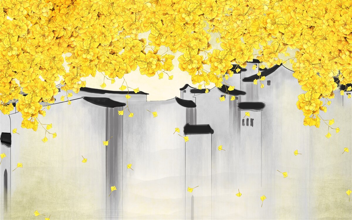 Fototapeta bujne rośliny wznoszą się ponad dachami budynków