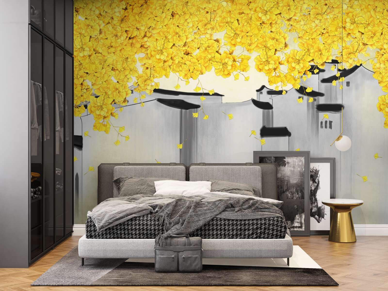 Fototapeta bujne rośliny wznoszą się ponad dachami budynków