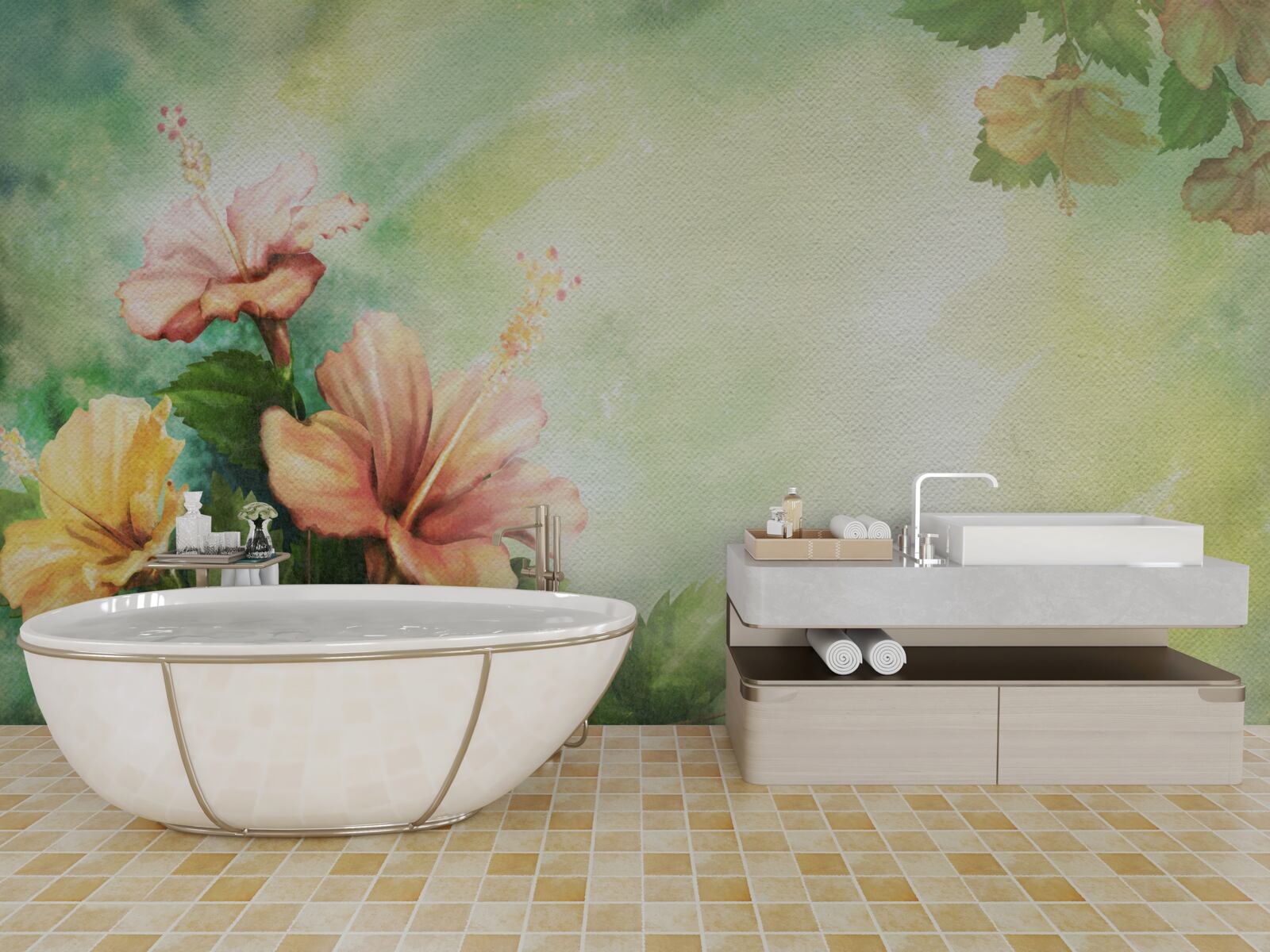 Fototapeta piękne akwarelowe rośliny