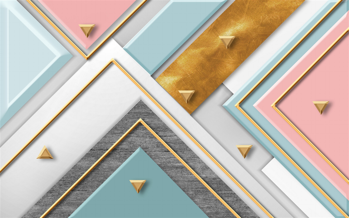 Fototapeta delikatna różowa mozaika ozdobiona złotem