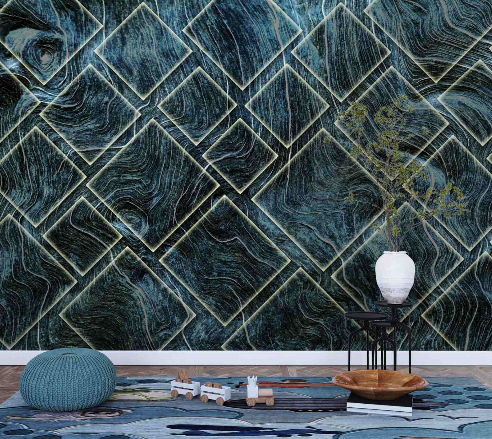 Fototapeta białe kształty w czarnym dymie