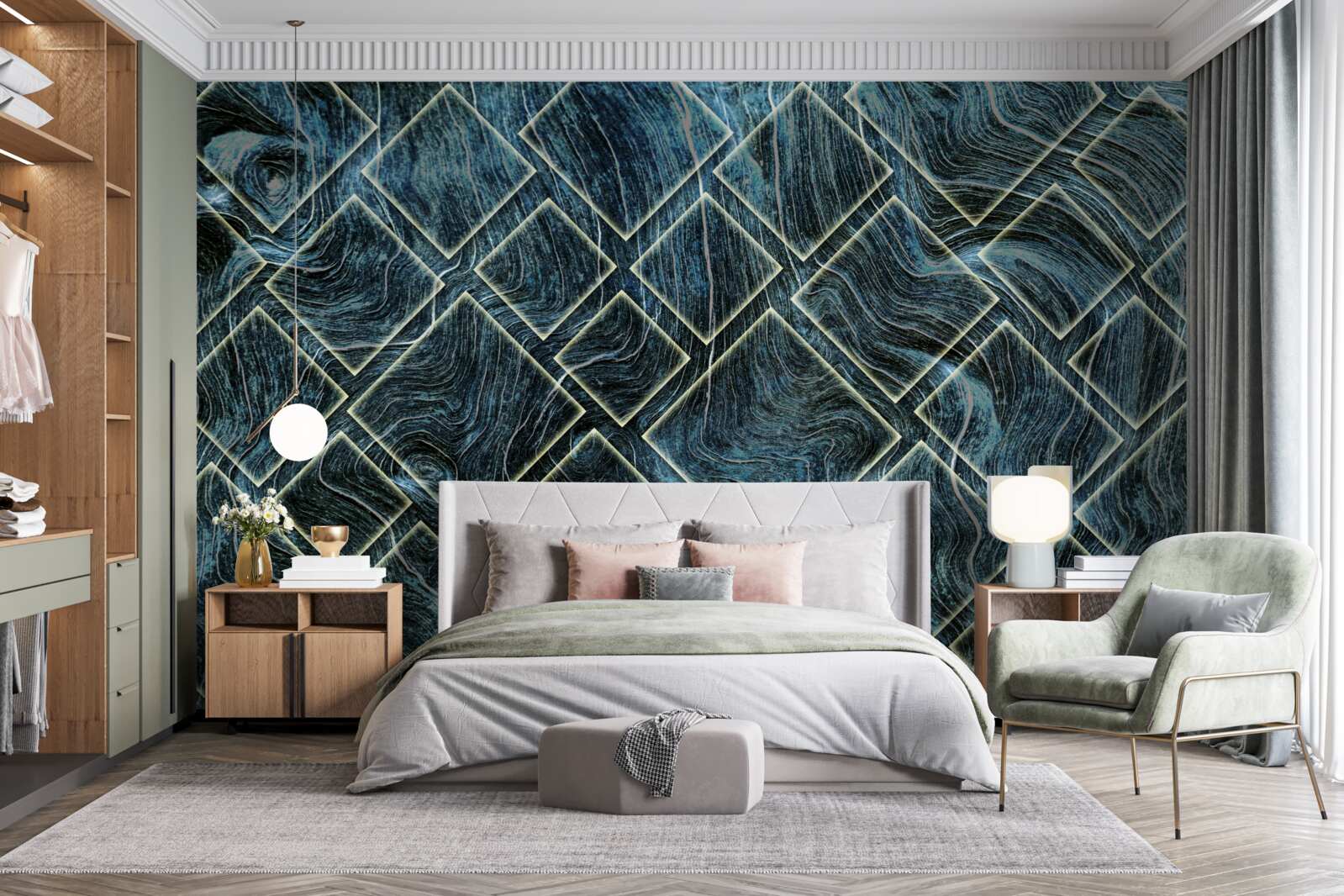 Fototapeta białe kształty w czarnym dymie