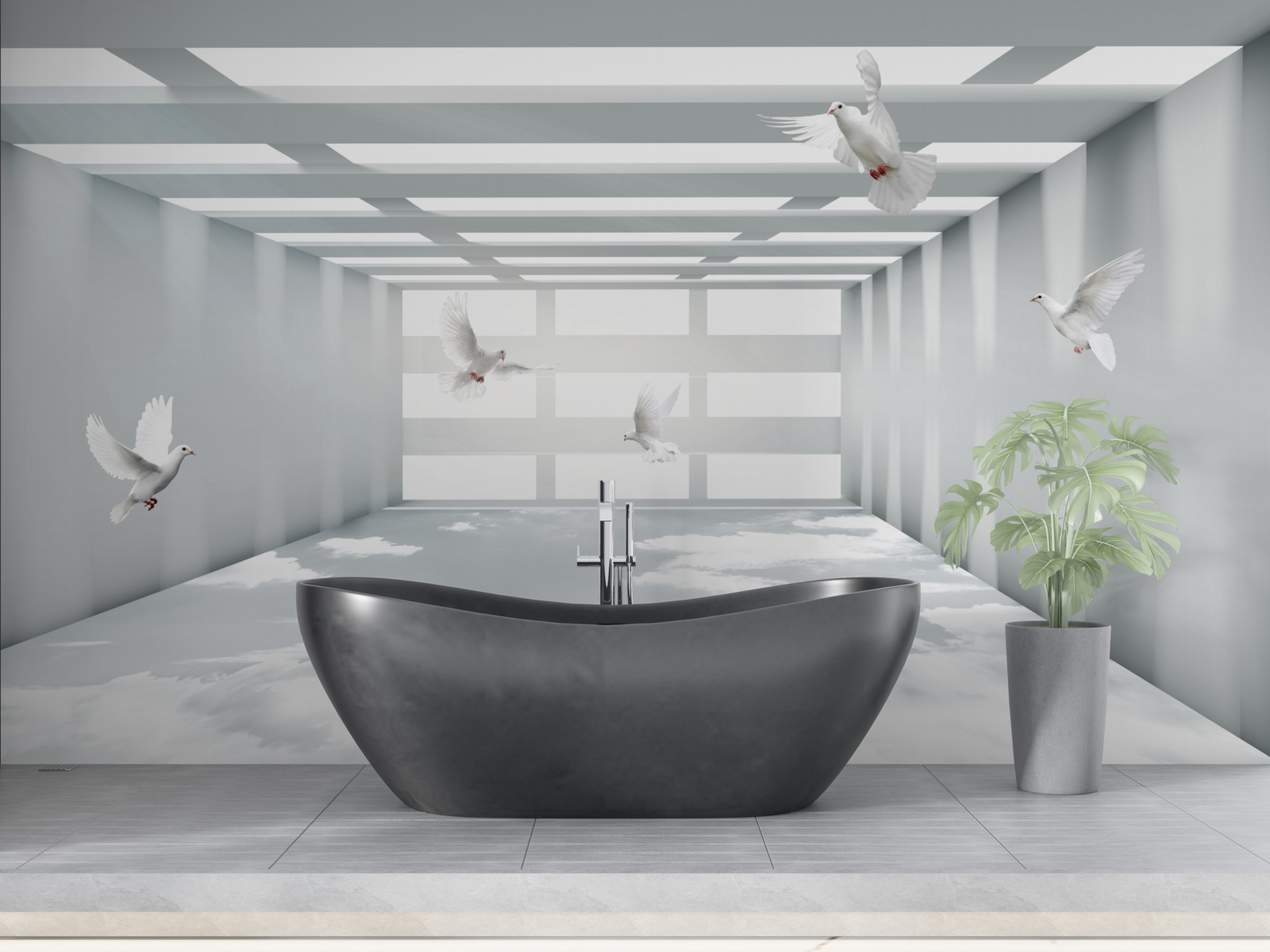 Fototapeta jasne przejście, w którym w powietrzu unoszą się motyle