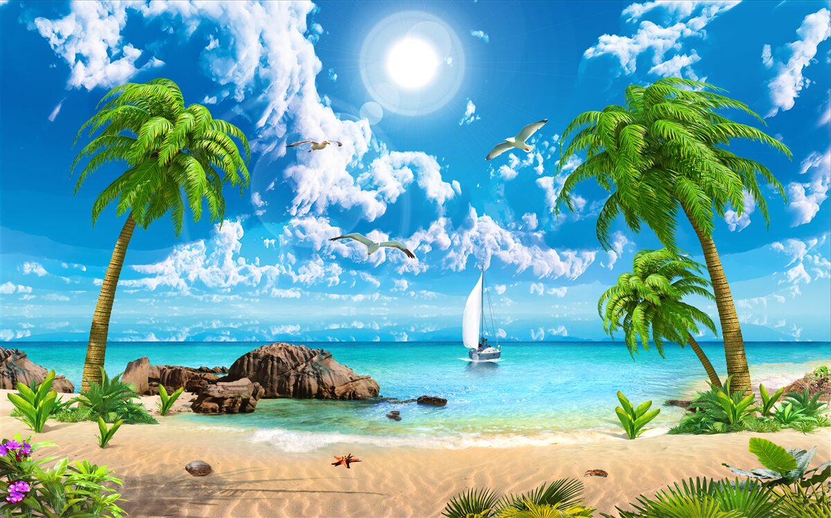 Fototapeta tropikalne molo z łodzią