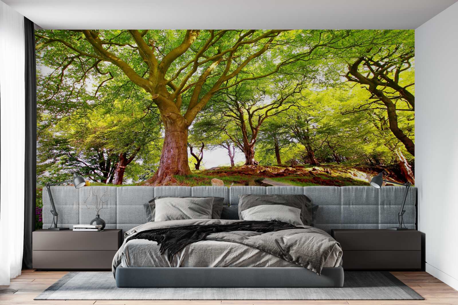 Fototapeta różnorodność letnich odcieni w głębi lasu