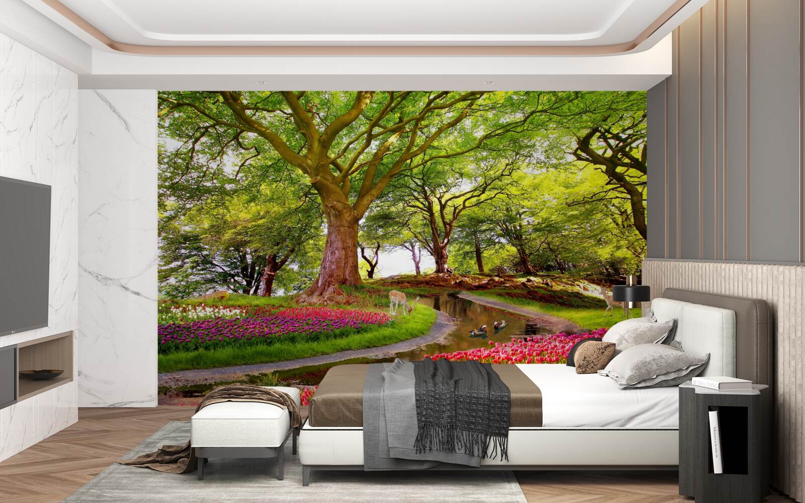 Fototapeta różnorodność letnich odcieni w głębi lasu