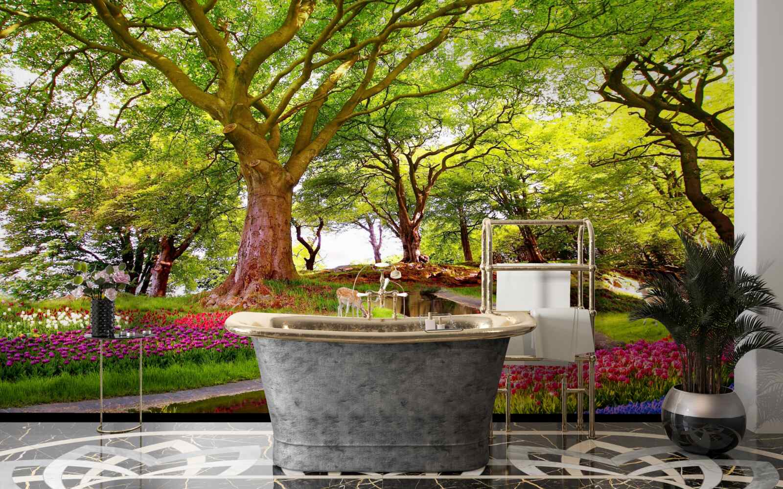 Fototapeta różnorodność letnich odcieni w głębi lasu