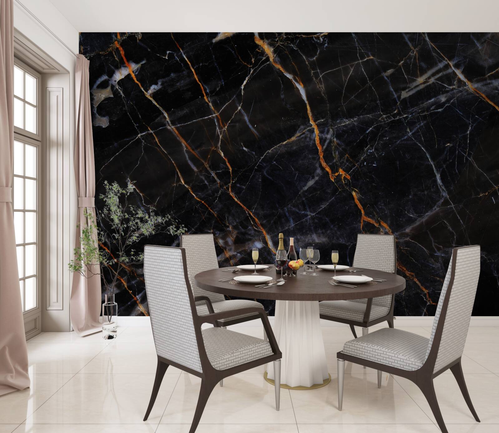 Fototapeta znakomity czarny marmur z dodatkami