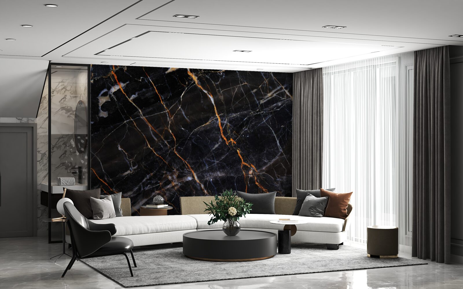 Fototapeta znakomity czarny marmur z dodatkami