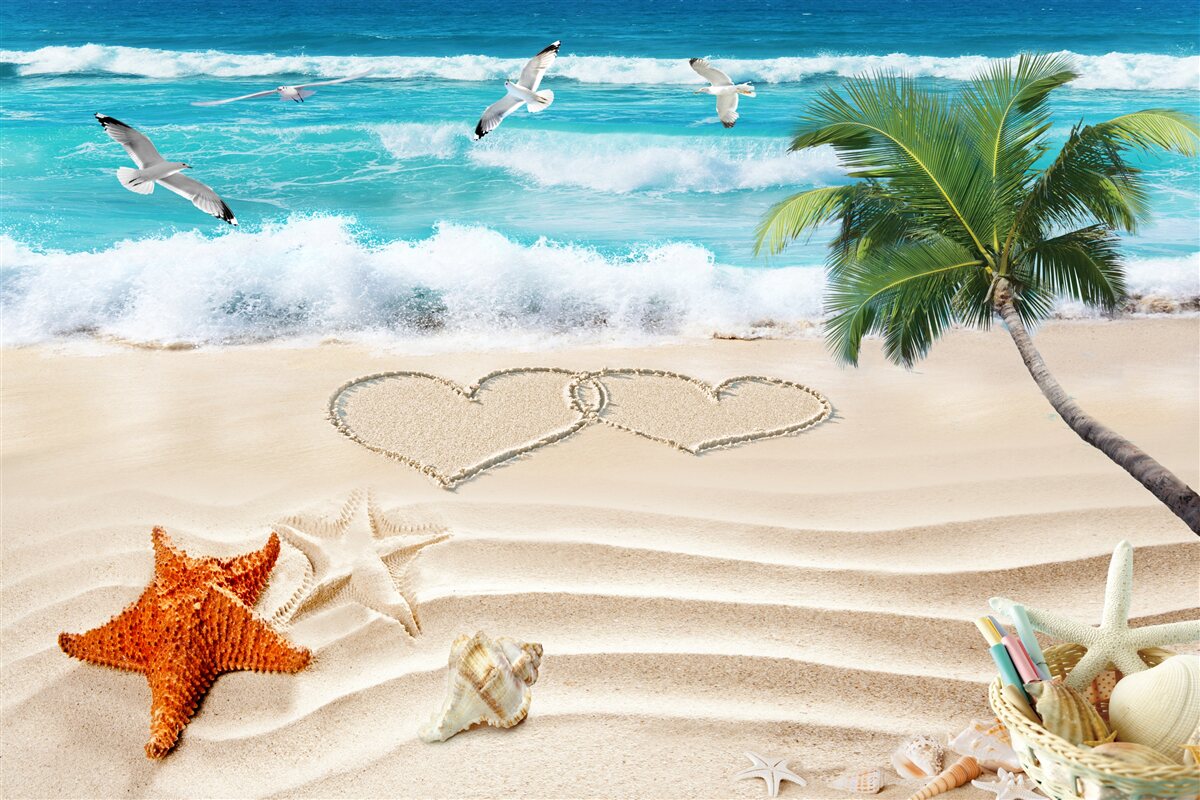 Fototapeta palmy i plaża w tropikach