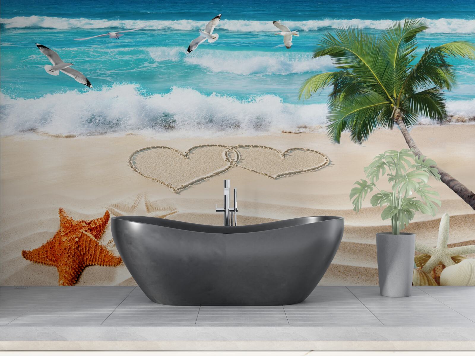 Fototapeta palmy i plaża w tropikach