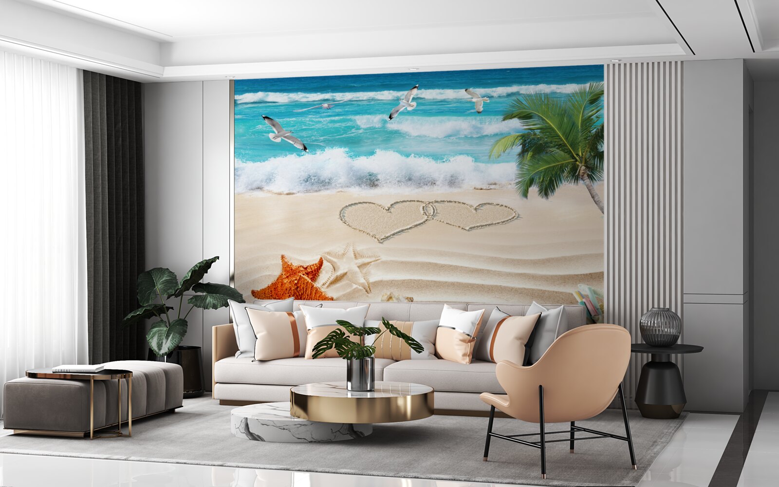 Fototapeta palmy i plaża w tropikach