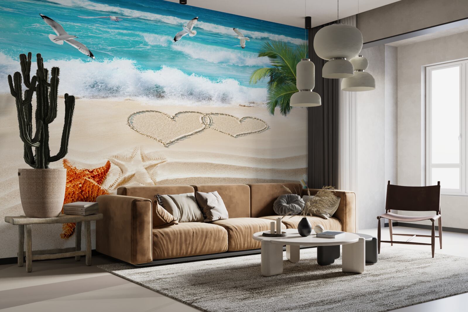 Fototapeta palmy i plaża w tropikach