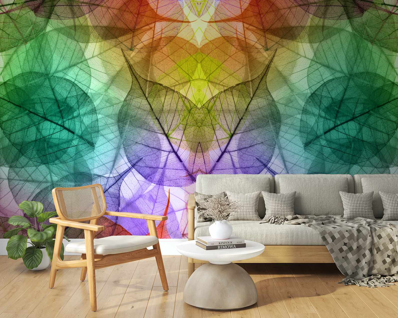 Fototapeta liście mieniące się wszystkimi odcieniami tęczy