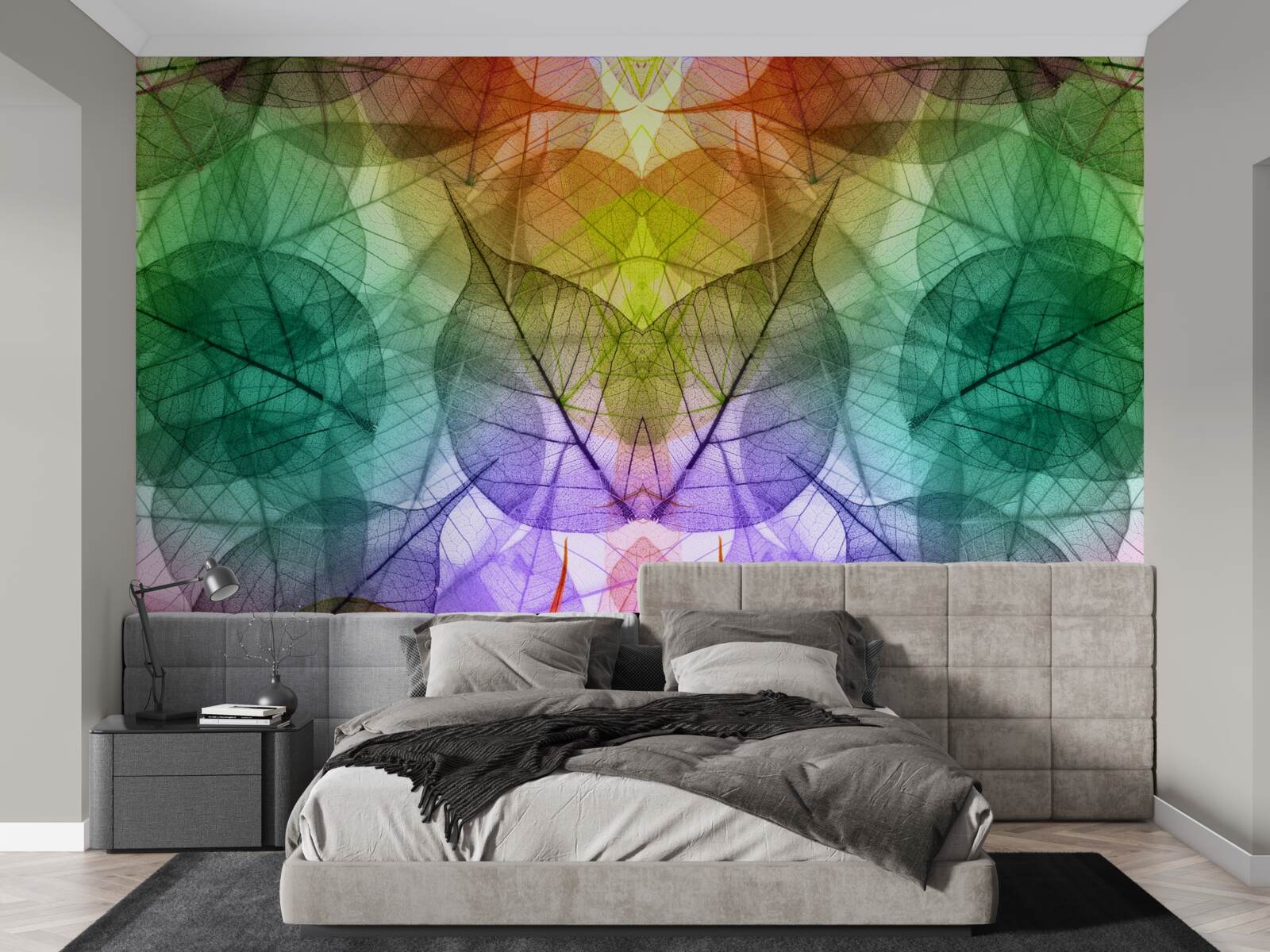 Fototapeta liście mieniące się wszystkimi odcieniami tęczy