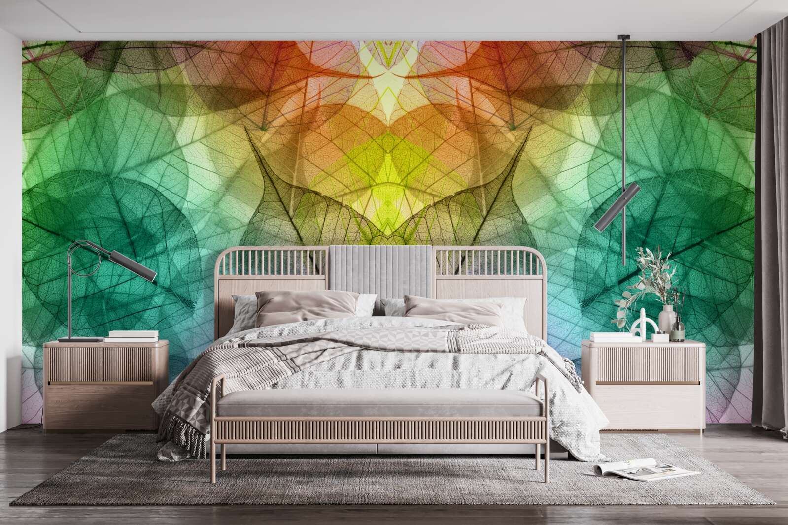 Fototapeta liście mieniące się wszystkimi odcieniami tęczy