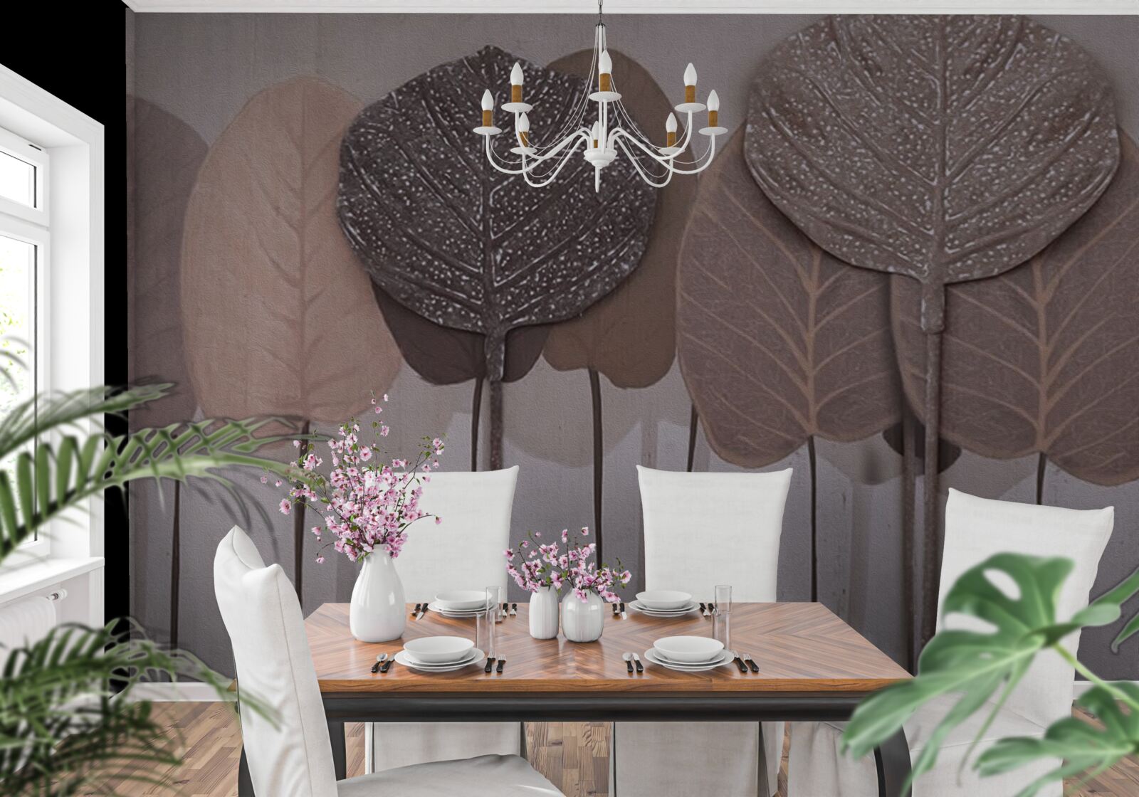 Fototapeta las pokryty jesiennymi liśćmi