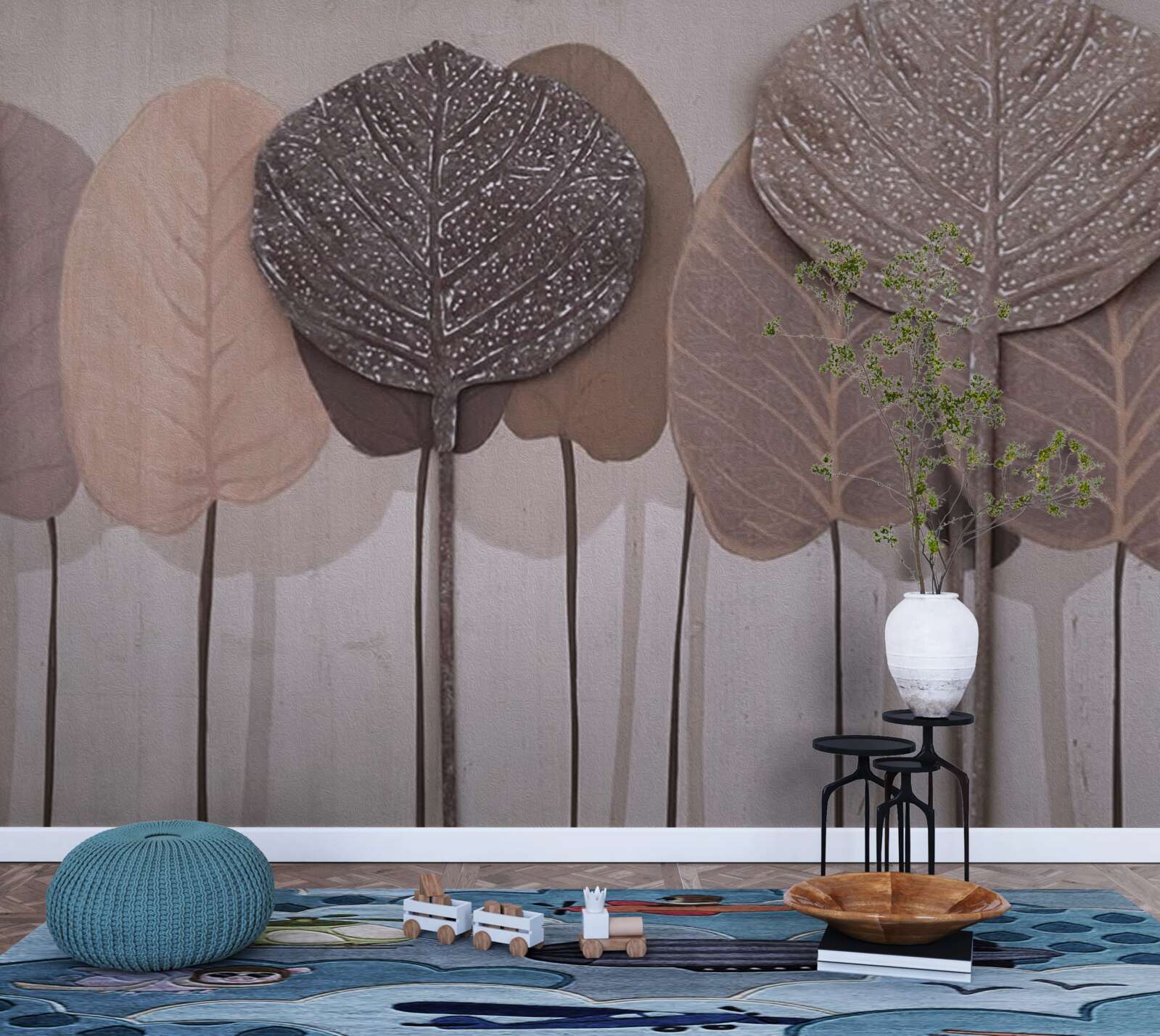 Fototapeta las pokryty jesiennymi liśćmi