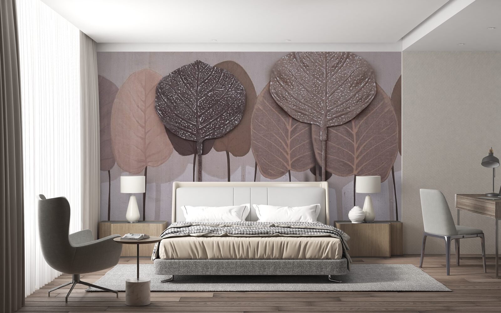 Fototapeta las pokryty jesiennymi liśćmi