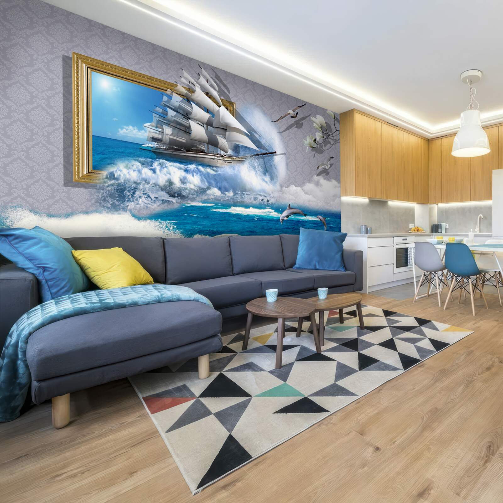 Fototapeta obraz huraganu morskiego na łodzi wiatrowej