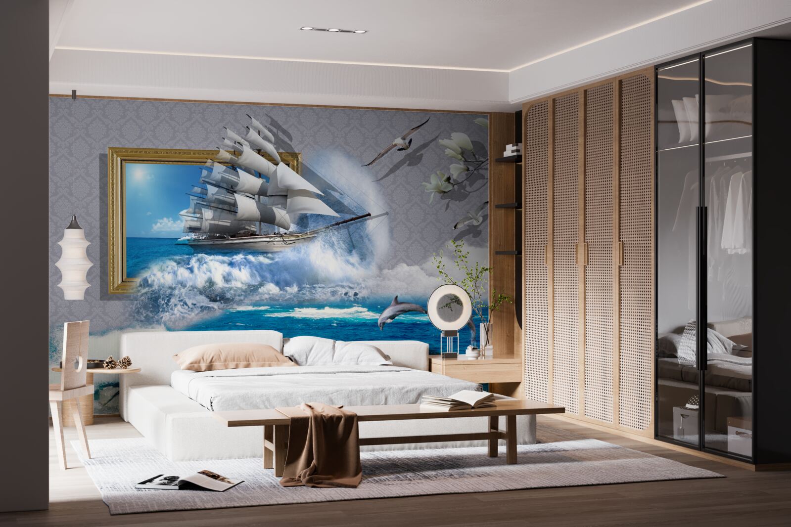 Fototapeta obraz huraganu morskiego na łodzi wiatrowej