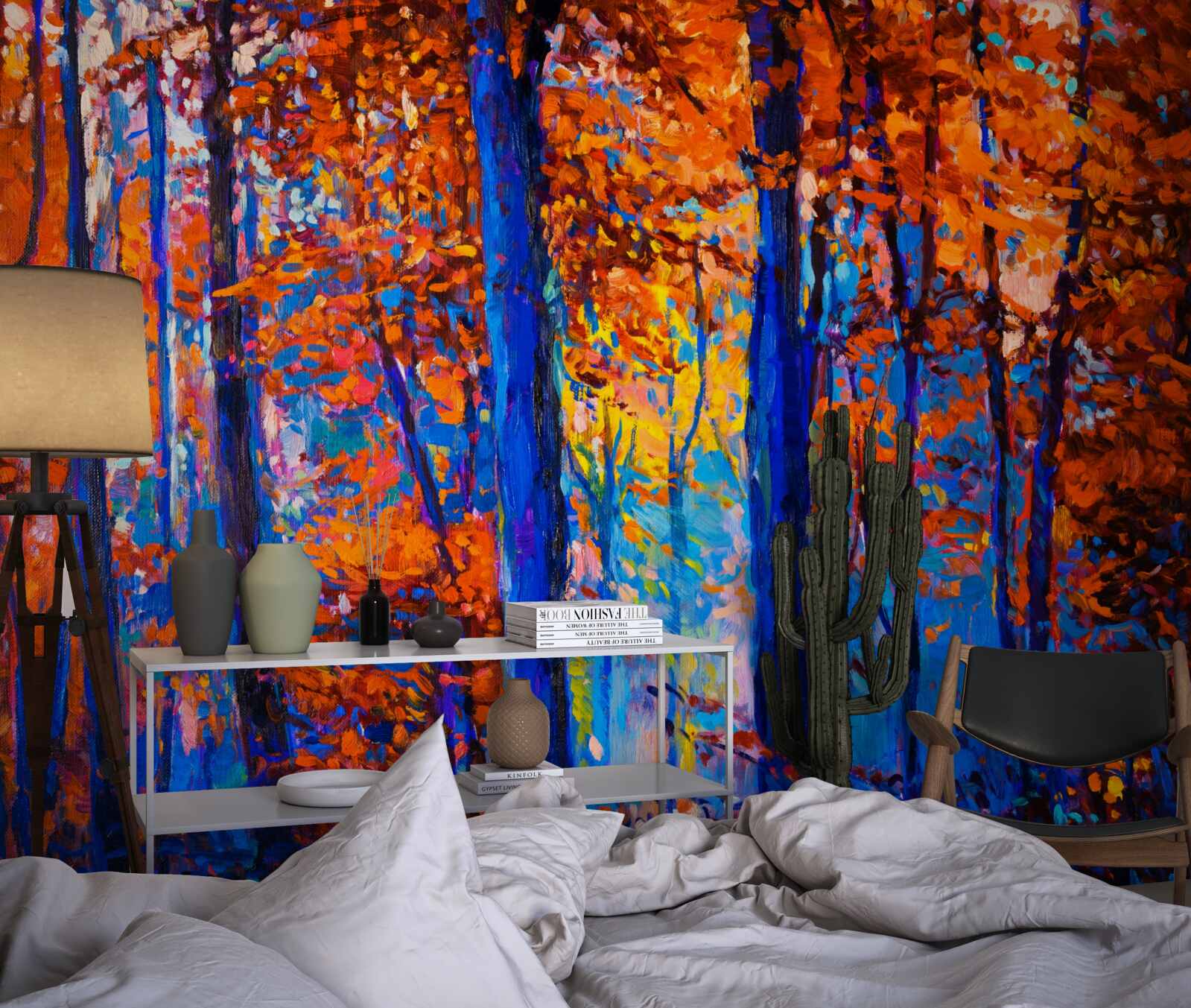 Fototapeta kontrast kolorów w lesie jesienią