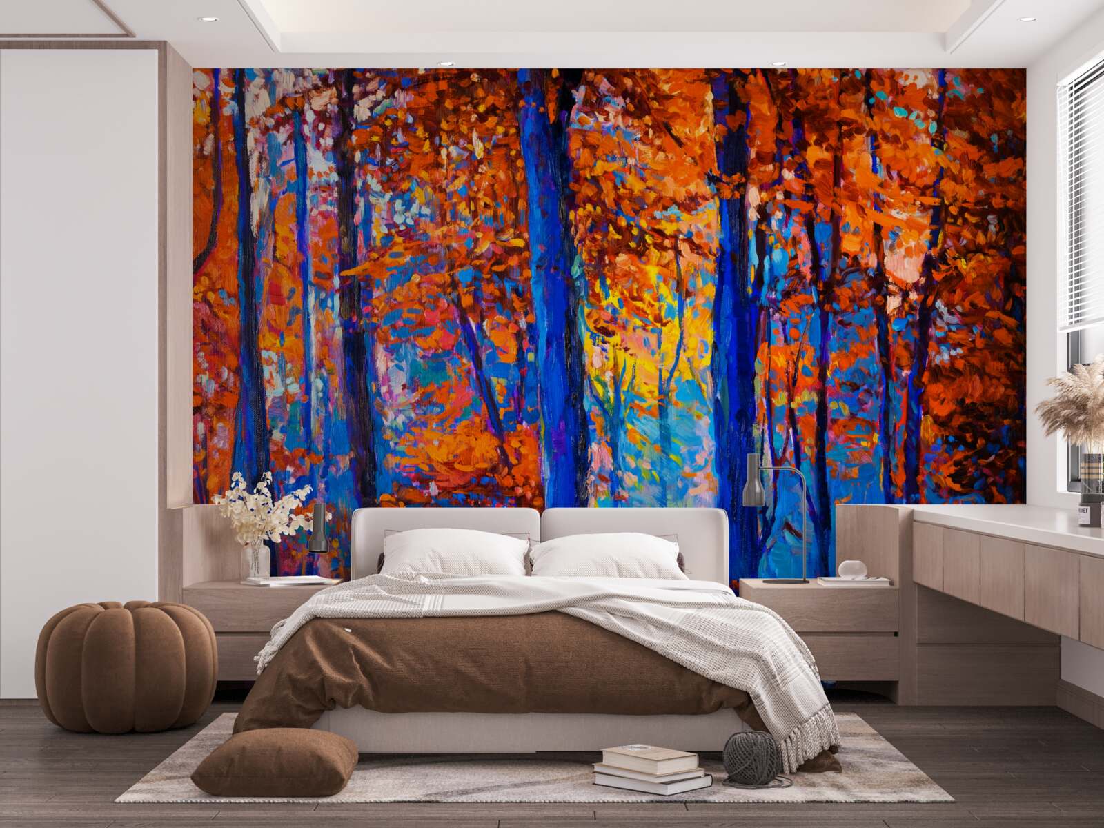 Fototapeta kontrast kolorów w lesie jesienią