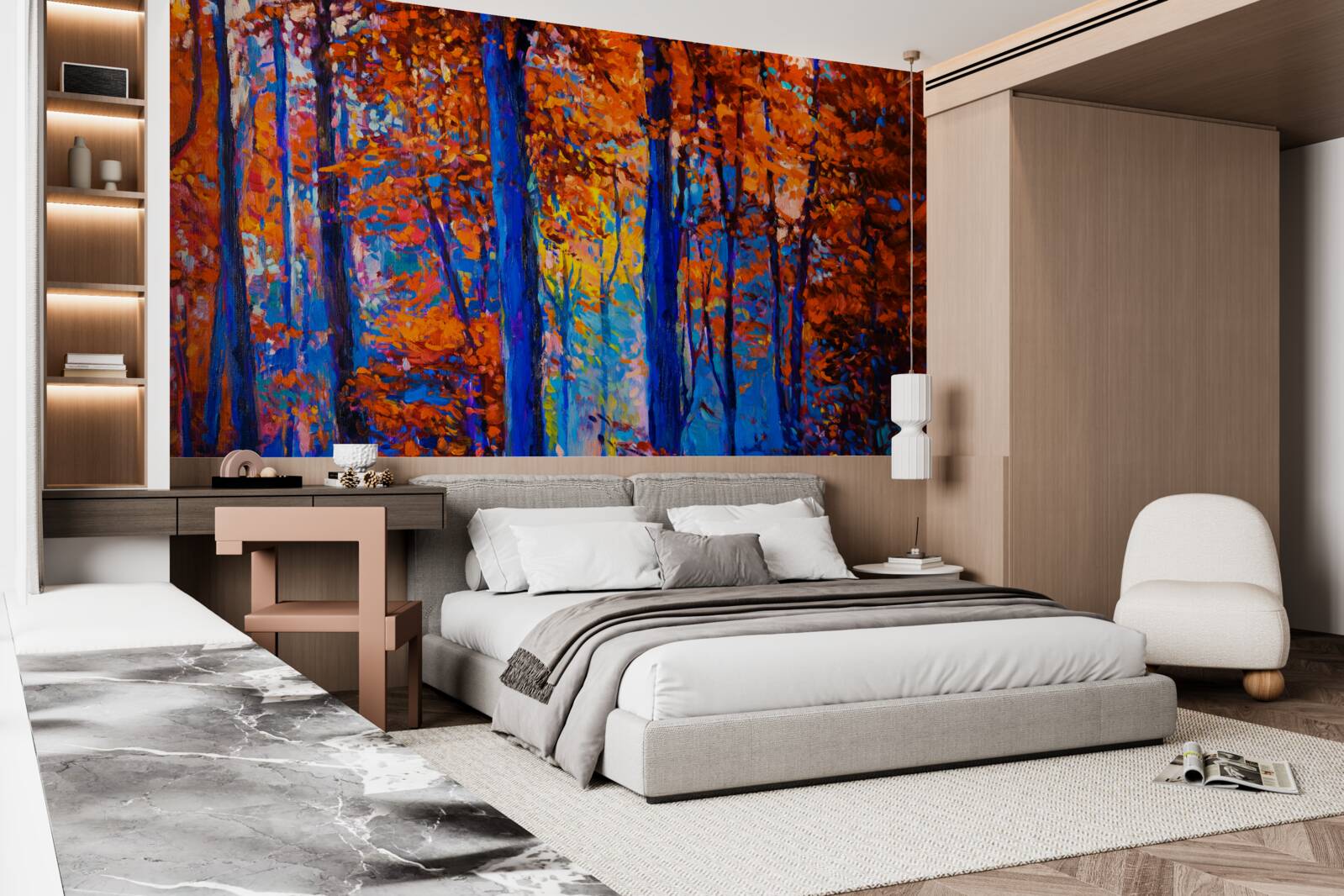 Fototapeta kontrast kolorów w lesie jesienią