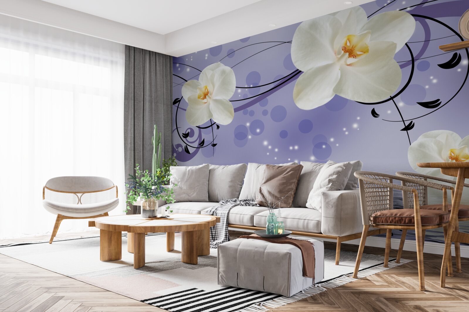 Fototapeta nad stawem znajdują się duże śnieżnobiałe kwiaty