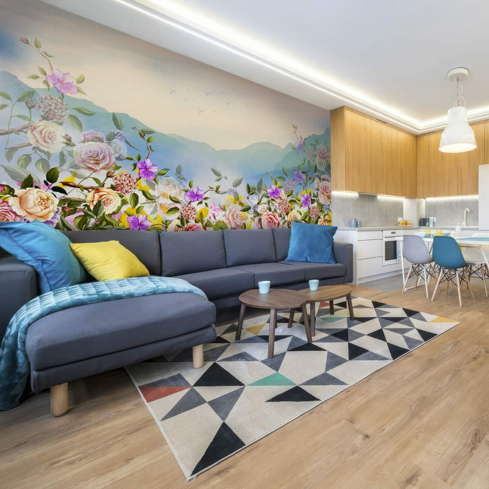 Fototapeta kilka odcieni kwitnienia na trawniku