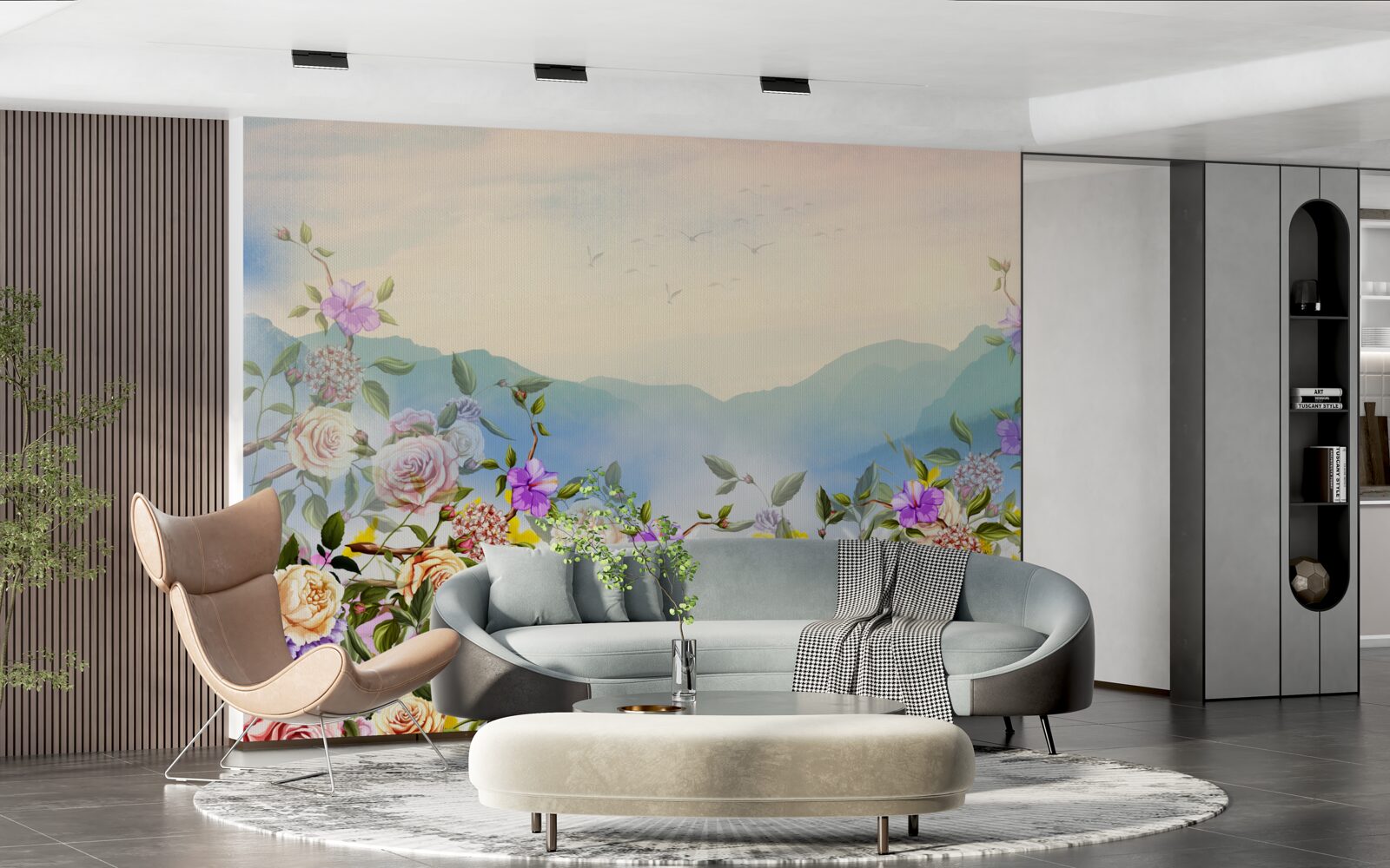 Fototapeta kilka odcieni kwitnienia na trawniku