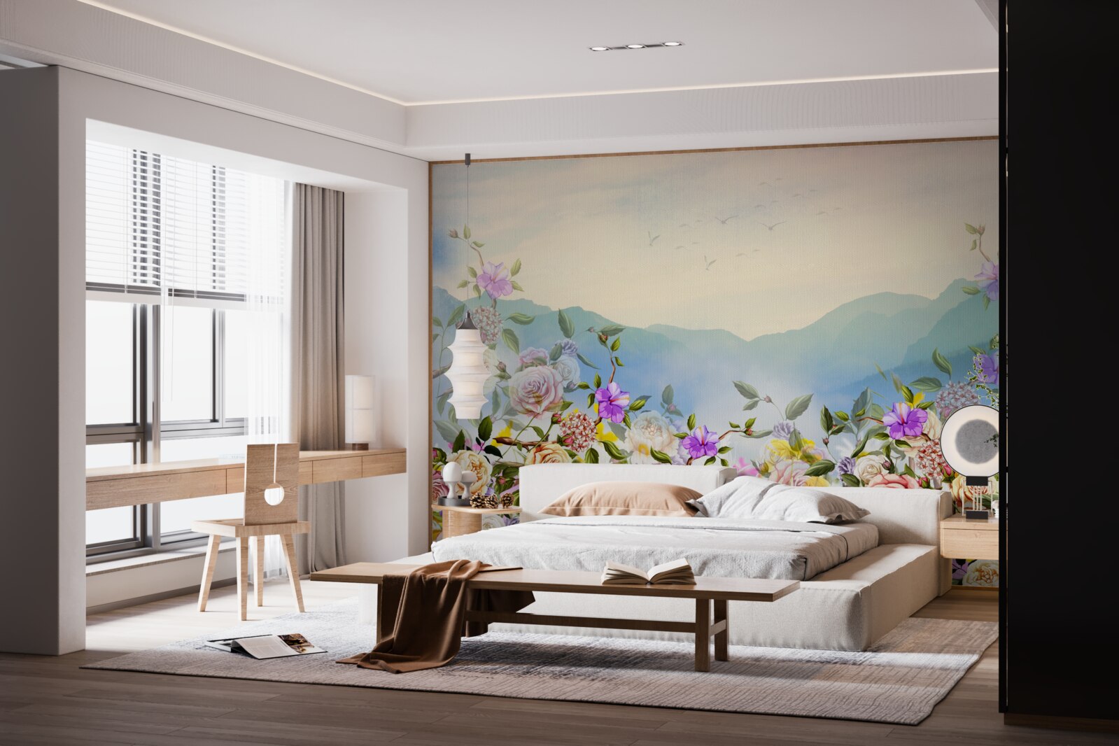 Fototapeta kilka odcieni kwitnienia na trawniku