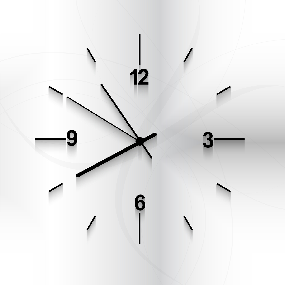 Fototapeta na ścianie wisi srebrny zegar z czterema cyframi