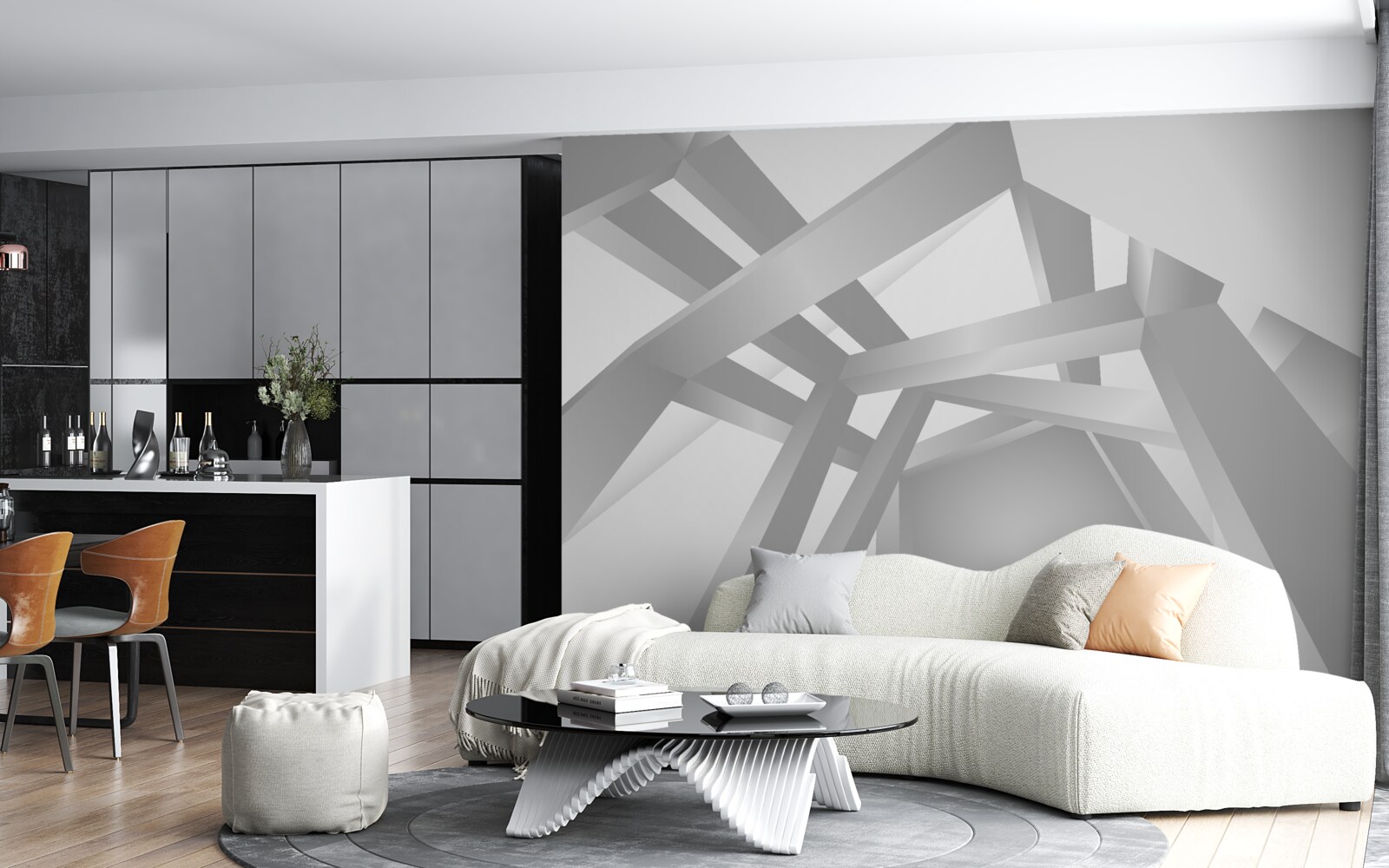 Fototapeta korytarz z jasnym geometrycznym wzorem