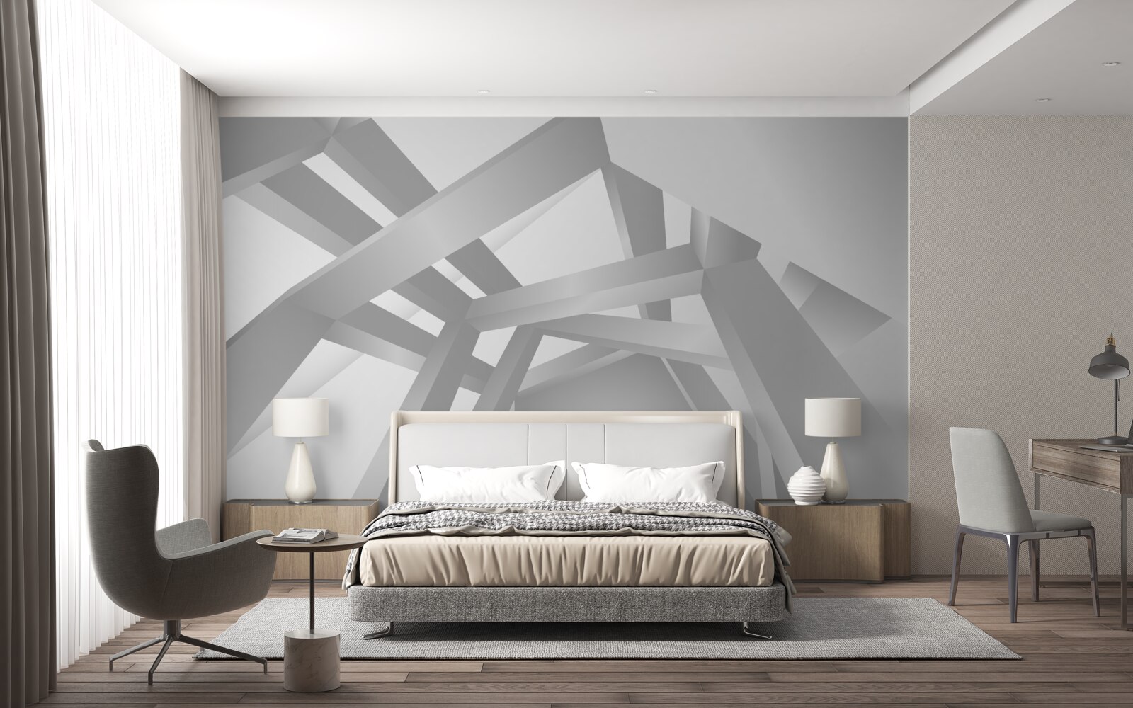 Fototapeta korytarz z jasnym geometrycznym wzorem