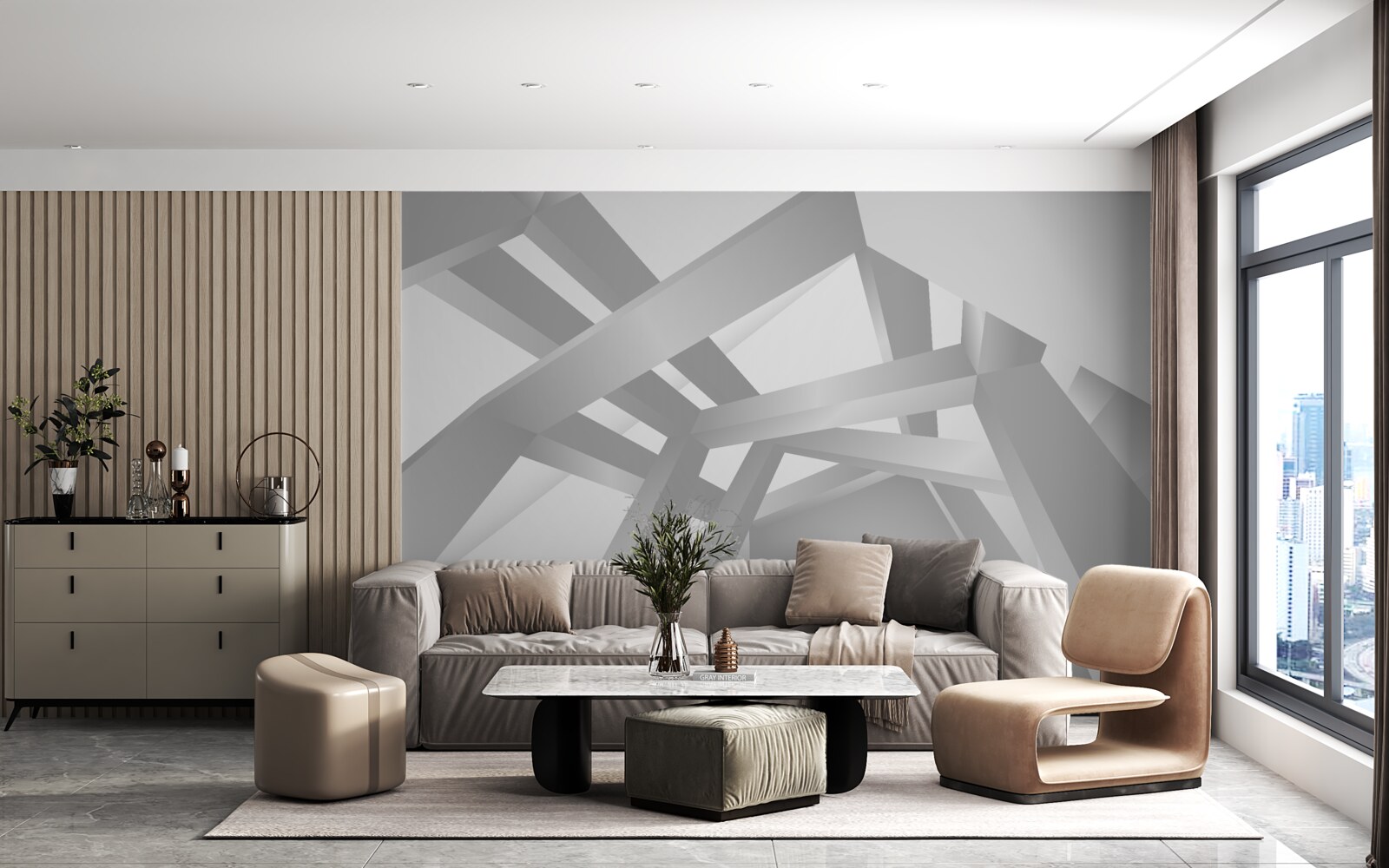 Fototapeta korytarz z jasnym geometrycznym wzorem