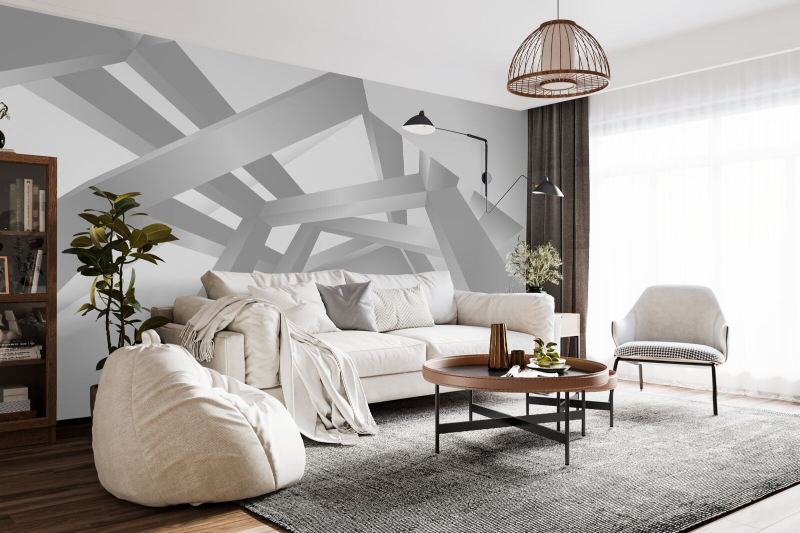 Fototapeta korytarz z jasnym geometrycznym wzorem