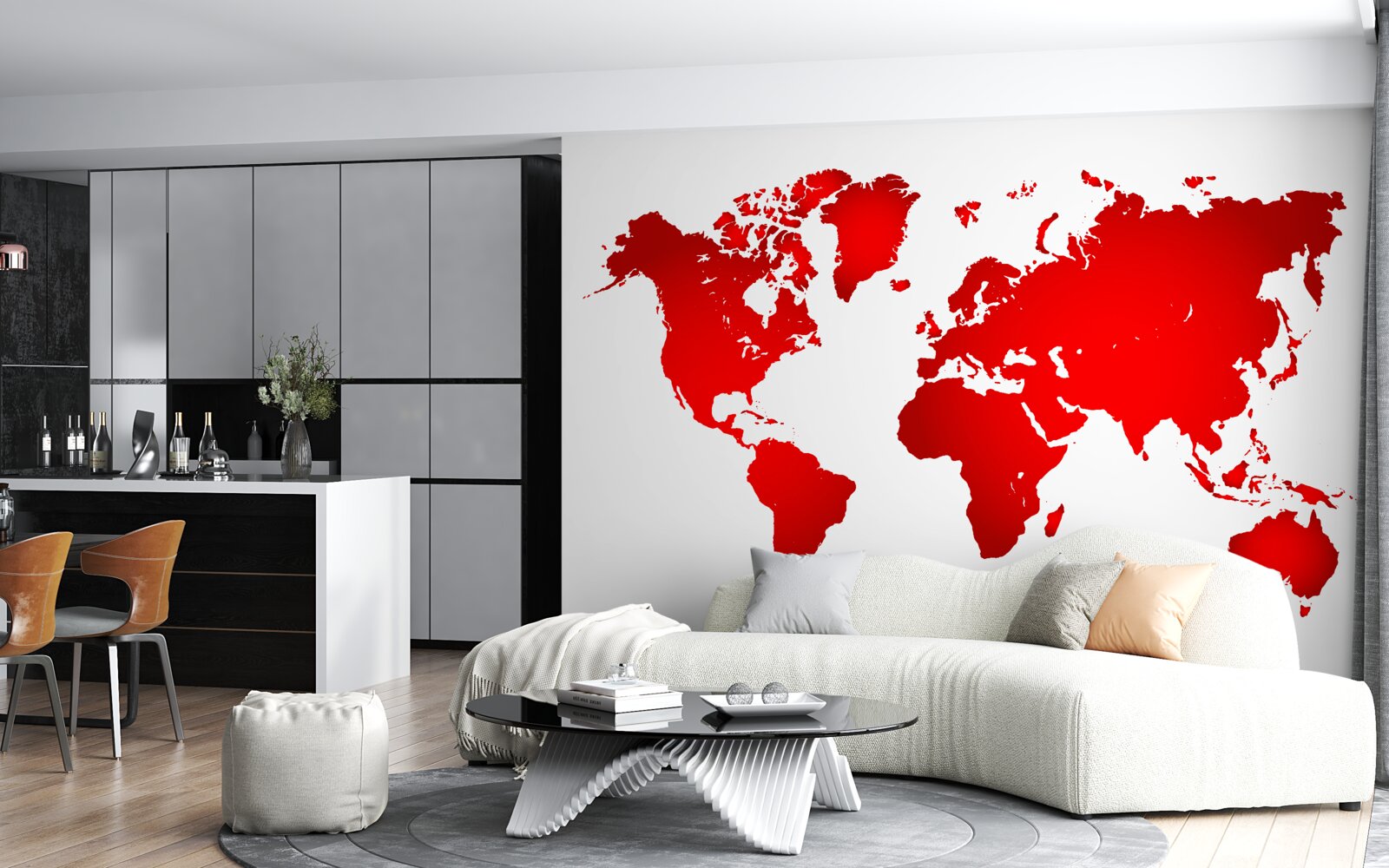 Fototapeta mapa świata w czerwonych kolorach