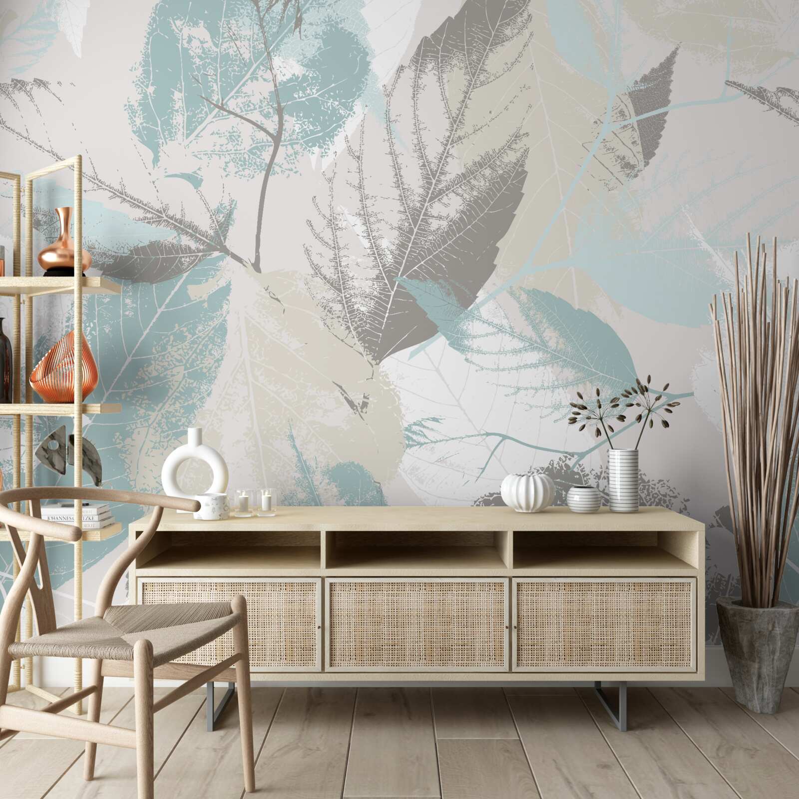 Fototapeta pociągnięcia pędzlem w kształcie liścia