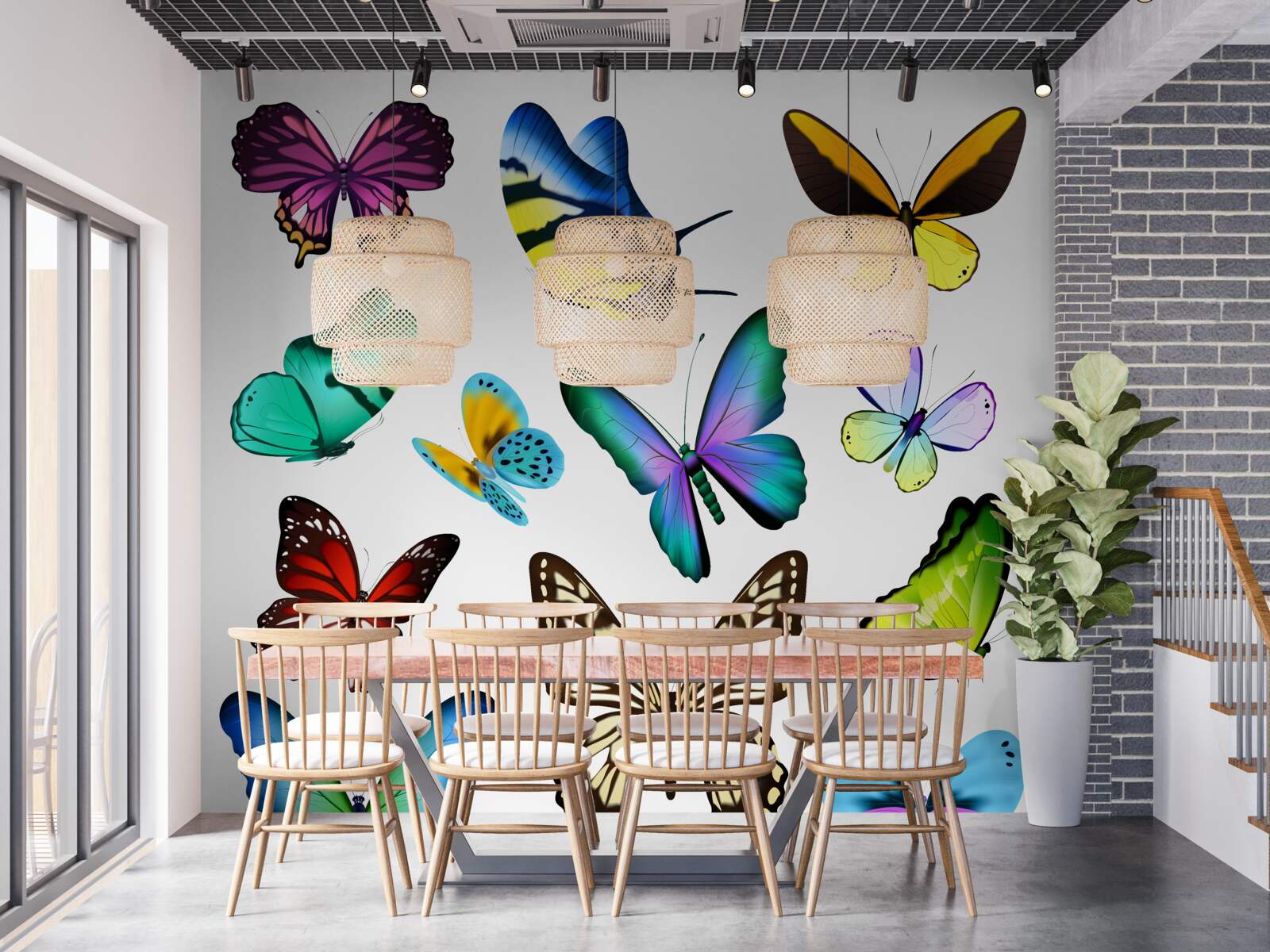 Fototapeta akwarela przedstawiająca liście skandynawskie