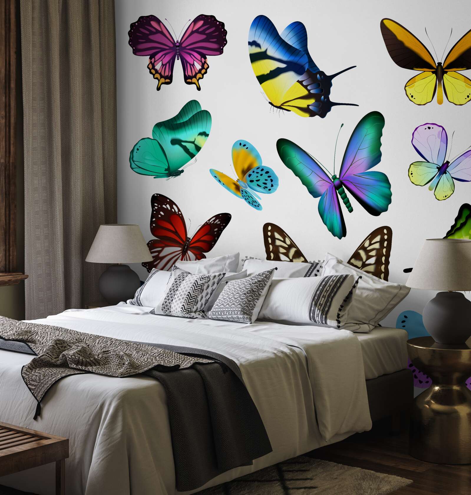 Fototapeta akwarela przedstawiająca liście skandynawskie