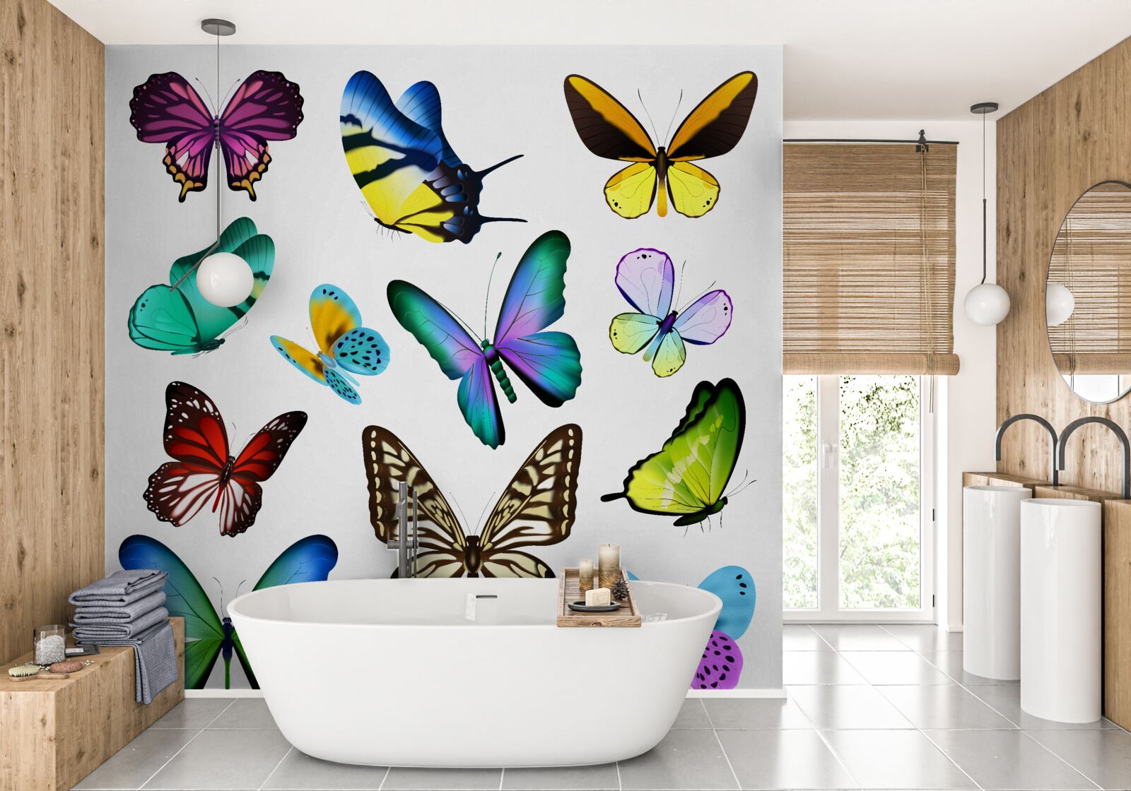 Fototapeta akwarela przedstawiająca liście skandynawskie