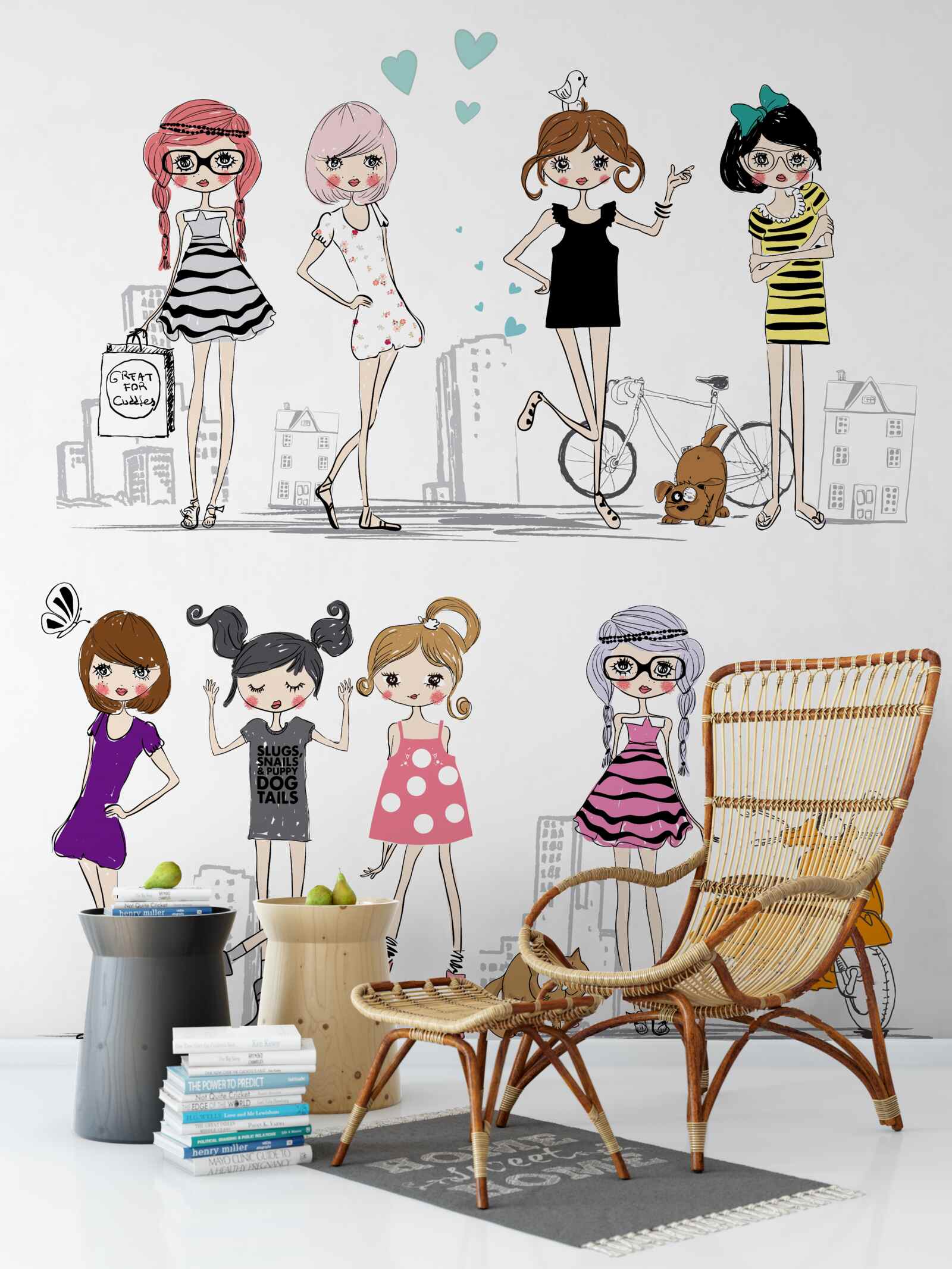 Fototapeta animowane stylowe dziewczyny