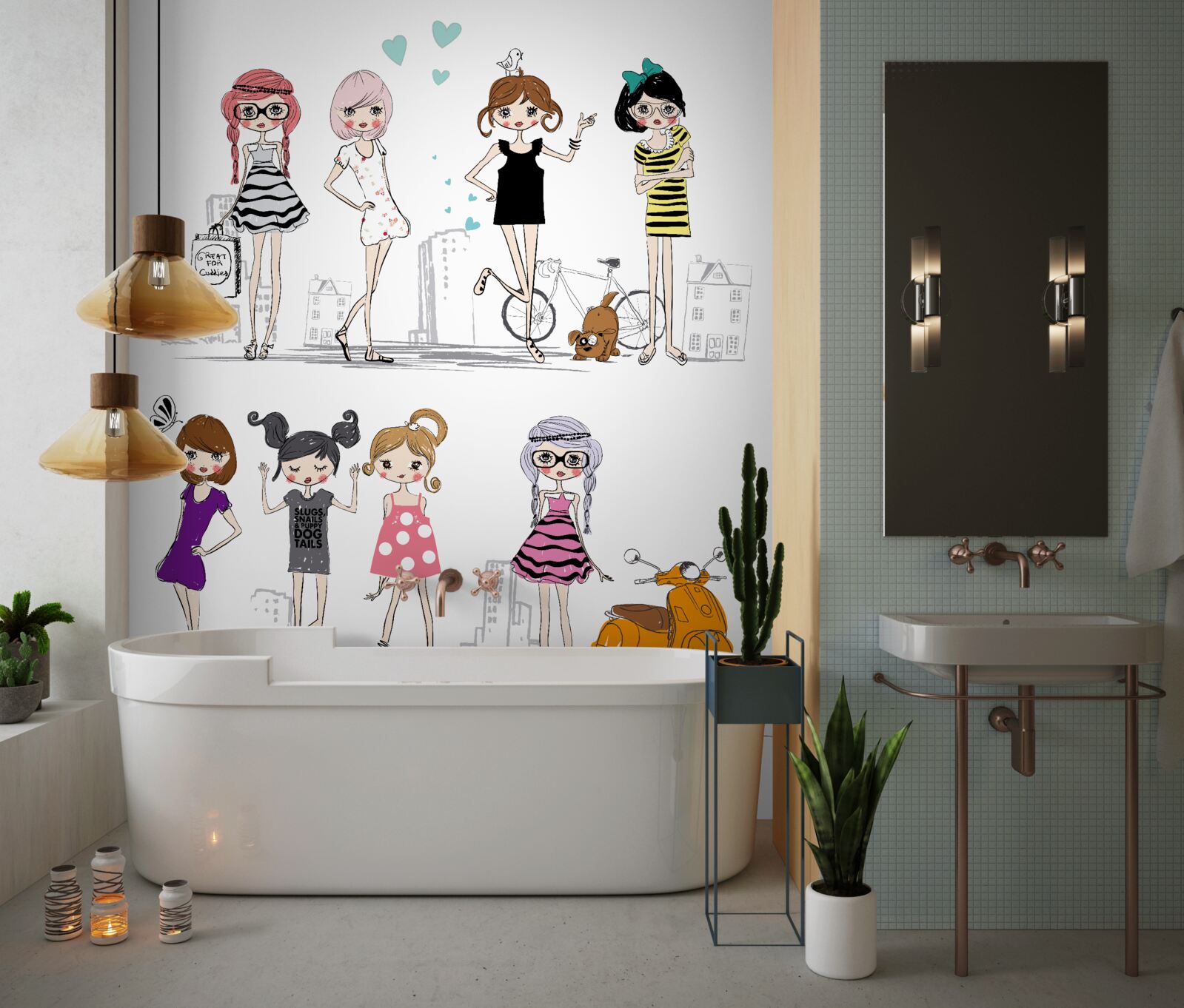 Fototapeta animowane stylowe dziewczyny